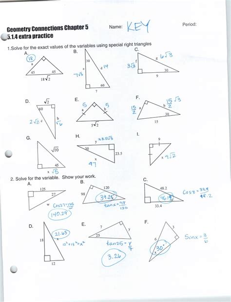 similar right triangles worksheet answer key